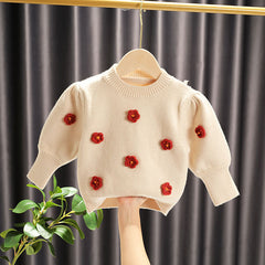 Full Sleeves Floral Embellished Knitted Sweater From 9 Months-5 Years