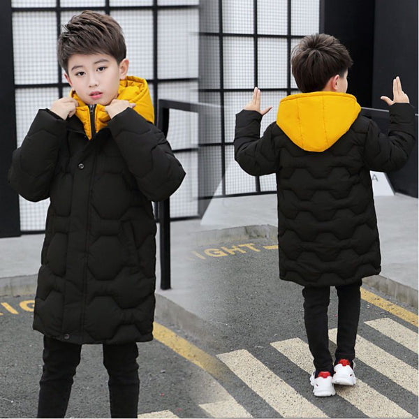 Full Sleeves Thicken Puffer Padded Fake Double Jacket Long Down Winter Snow Coat From 4 Years-8 Years