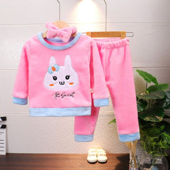 Full Sleeves Bunny Printed Sweatshirt & Joggers Set With Head Band From 9 Months-4 Years