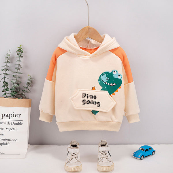 Full Sleeves Colourblocked Dino Printed Hooded Sweatshirt From 9 Months-5 Years