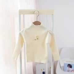 Full Sleeves Bow Appique Solid High Neck For Mild Winters From 9 Months-5 Years