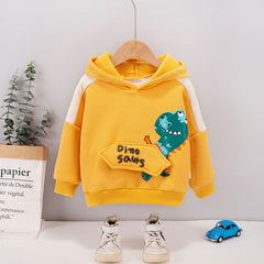 Full Sleeves Colourblocked Dino Printed Hooded Sweatshirt From 9 Months-5 Years