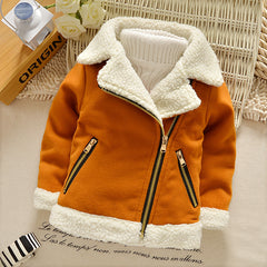 Full Sleeves Down Collar Warm Fleece Zip Detail Jacket From 9 Months-4 Years