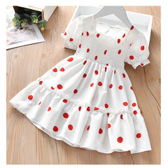 Puff Sleeves Frock With Polka Dots From 1-6 Years