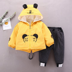 Full Sleeves Mickey Mouse Printed Ear Applique Hooded Sweatjacket & Lounge Pants From 9 Months-5 Years