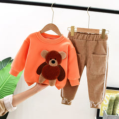 Full Sleeves 3D Bear Design Sweatshirt With Pants From 9 Months-5 Years