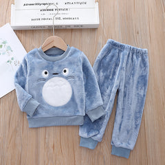 Velvety Flannel Autumn Wear Owl Embroidered Track Suit Set From 9 Months-7 Years