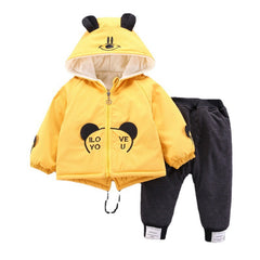 Full Sleeves Mickey Mouse Printed Ear Applique Hooded Sweatjacket & Lounge Pants From 9 Months-5 Years