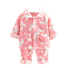 Velvety Pink Full Sleeves Overall Printed Daily Winter Wear Set From 9 Months-5 Years