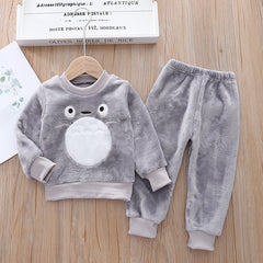 Velvety Flannel Autumn Wear Owl Embroidered Track Suit Set From 9 Months-7 Years