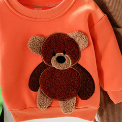 Full Sleeves 3D Bear Design Sweatshirt With Pants From 9 Months-5 Years