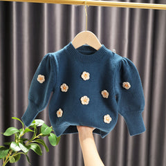 Full Sleeves Floral Embellished Knitted Sweater From 9 Months-5 Years