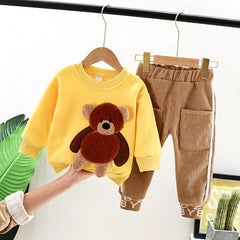 Full Sleeves 3D Bear Design Sweatshirt With Pants From 9 Months-5 Years