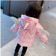 Full Sleeves Unicorn Style Quilted Hooded Puffer Winter Wear Jacket From 1-5 Years