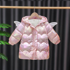 Full Sleeves Unicorn Style Quilted Hooded Puffer Winter Wear Jacket From 1-5 Years