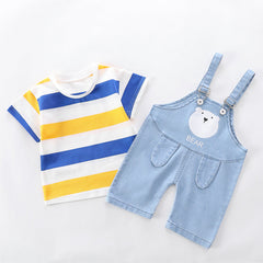 Half Sleeves T-shirt and Denim Dungaree Set From 9 Months-4 Years