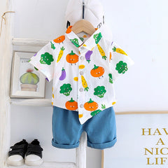 Summer Cool Half Sleeves Printed Shirt with Denim Shorts From 9 Months-4 Years