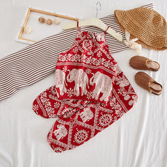 Sleeveless Elephant Print Top With Pant Set 
From 1-6 years