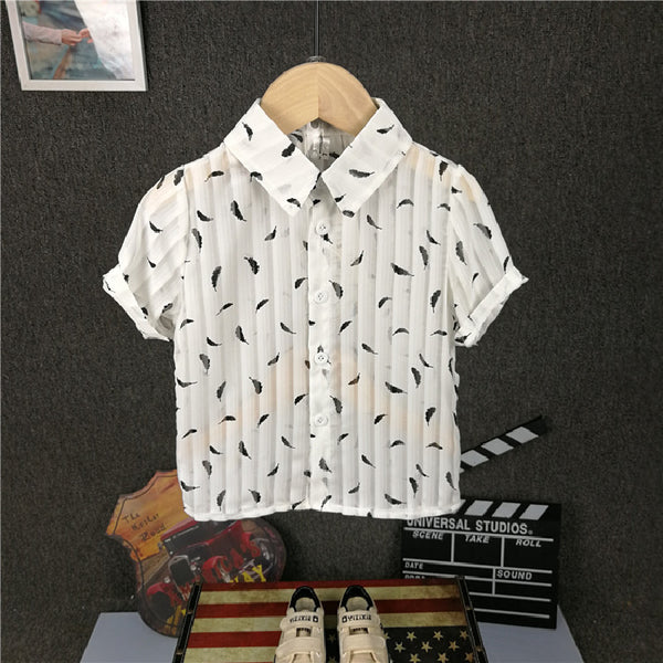 Half Sleeves Printed Flying Feathers Transparent Shirt From 1-5 Years