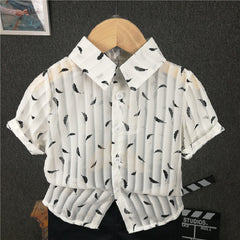 Half Sleeves Printed Flying Feathers Transparent Shirt From 1-5 Years