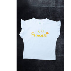 Princess Print Top With Cartoon Print Denim Dungaree Set From 6 Months-4 Years