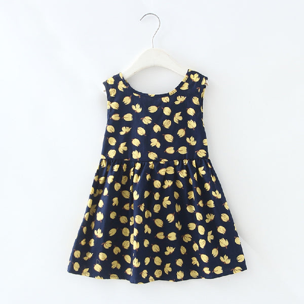 Blue Sleeveless Printed Fruit  Dress From 1-5 Years