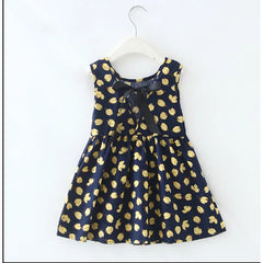 Blue Sleeveless Printed Fruit  Dress From 1-5 Years