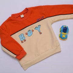 Colour Blocked "BOY" Printed Sweatshirt With Track Pants From 9 Months-4 Years