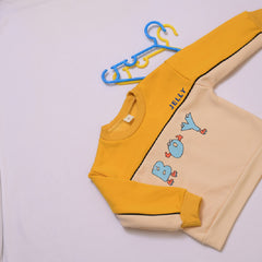 Colour Blocked "BOY" Printed Sweatshirt With Track Pants From 9 Months-4 Years