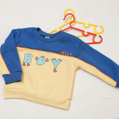 Colour Blocked "BOY" Printed Sweatshirt With Track Pants From 9 Months-4 Years