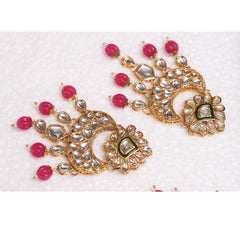 Dark Pink  Gold-Plated Traditional Jewellery Set