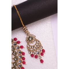 Dark Pink  Gold-Plated Traditional Jewellery Set