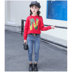 Full Sleeves "N" Printed Wooven Top With Denim Jeans From 3-8 Years