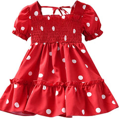 Puff Sleeves Frock With Polka Dots From 1-6 Years