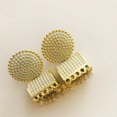 White Classic Jhumkas Earrings