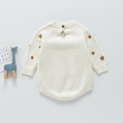 Glittery Star Sweatshirt Style Onesie From New Born-3 Years