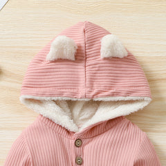 Full Sleeves Hooded Sweatshirt Style Onesie From 3 Months-2 Years