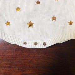 Glittery Star Sweatshirt Style Onesie From New Born-3 Years