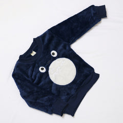 Velvety Flannel Autumn Wear Owl Embroidered Track Suit Set From 9 Months-7 Years