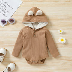 Full Sleeves Hooded Sweatshirt Style Onesie From 3 Months-2 Years