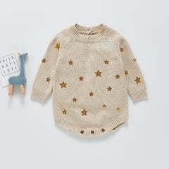 Glittery Star Sweatshirt Style Onesie From New Born-3 Years