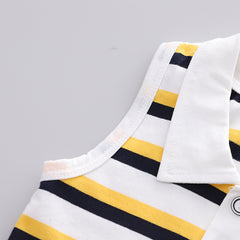 Sleeveless Striped T-shirt With Letter Graphic Shorts From 9 Months-5 years