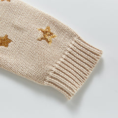 Glittery Star Sweatshirt Style Onesie From New Born-3 Years