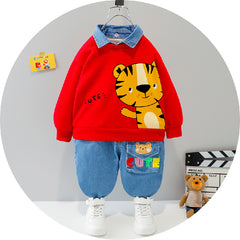 Full Sleeves Animal Printed Shirt & Denim Jeans From 9 Months-4 Years