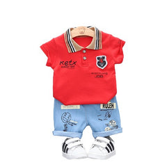 Half Sleeves T-Shirt & Blue Denim  Shorts Set From 9 Months-4 Years