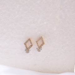 Rose-Gold Charm Stylish Square Drop Earrings