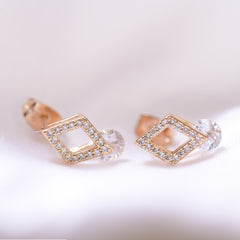 Rose-Gold Charm Stylish Square Drop Earrings