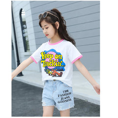 Half Sleeves Text Printed Top &  Shorts Set From 3-9 Years