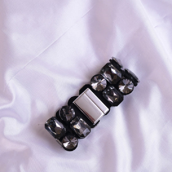 Black Handcrafted Geometric Magnetic Wraparound Bracelet