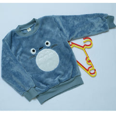 Velvety Flannel Autumn Wear Owl Embroidered Track Suit Set From 9 Months-7 Years